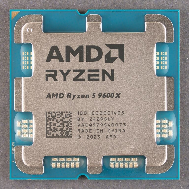 Top view of the AMD Ryzen 5 9600X desktop processor