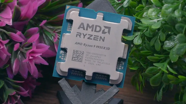 AMD Ryzen 9 9950X3D desktop processor viewed from above