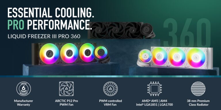 ARCTIC Liquid Freezer III Pro 360 cooler family, including the black non-RGB model