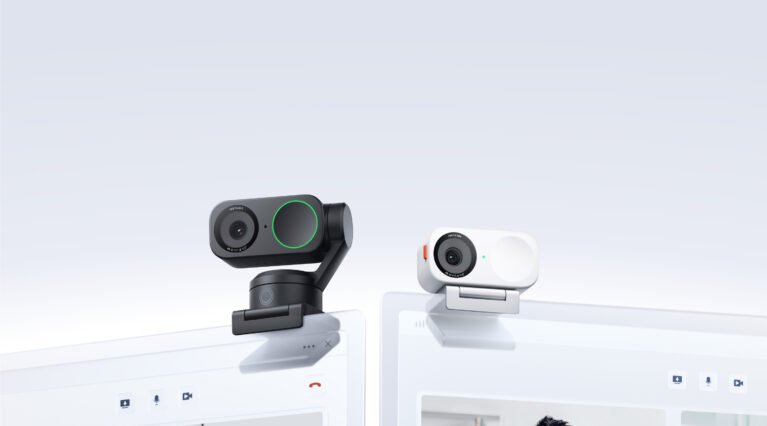 Insta360 Link 2 4K AI-tracking webcam on a computer monitor