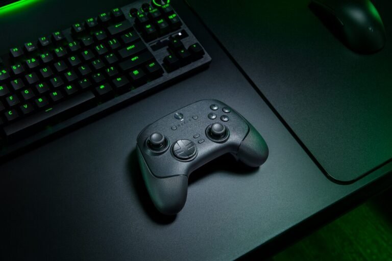 Razer Wolverine V3 Pro 8K PC wireless controller on a gaming desk