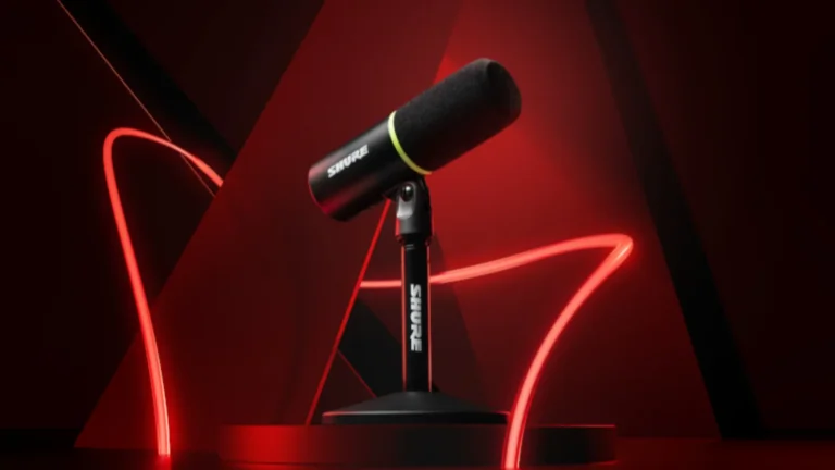 Shure MV6 USB gaming microphone on its desktop stand