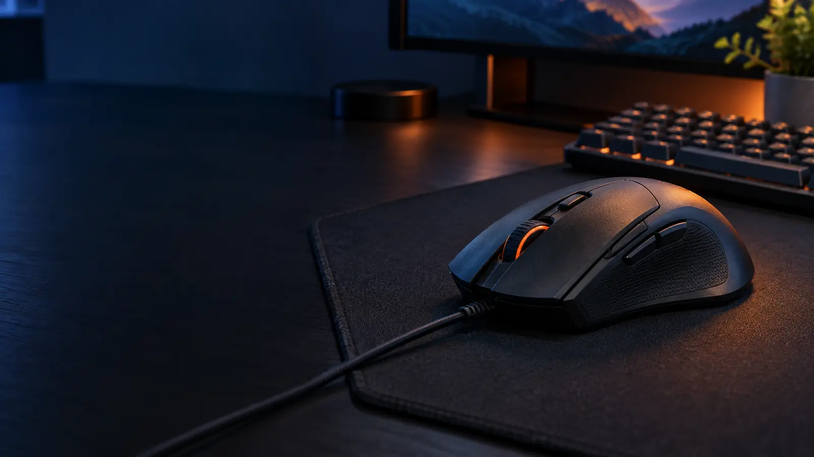 Budget gaming mouse on a practical home gaming desk