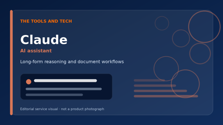 Editorial visual for Claude, AI assistant