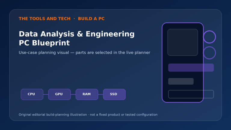 Editorial build-planning illustration for Data Analysis & Engineering PC Blueprint