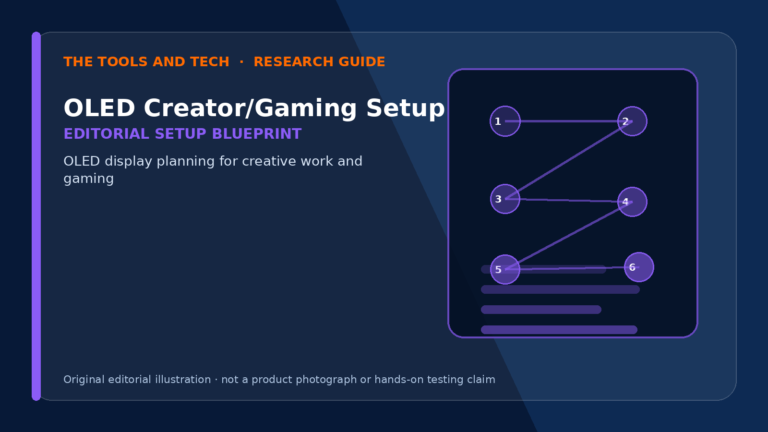 OLED Creator and gaming setup editorial planning illustration